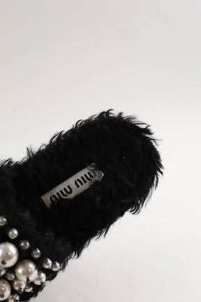 Sandales Miu Miu Noir en Fourrure