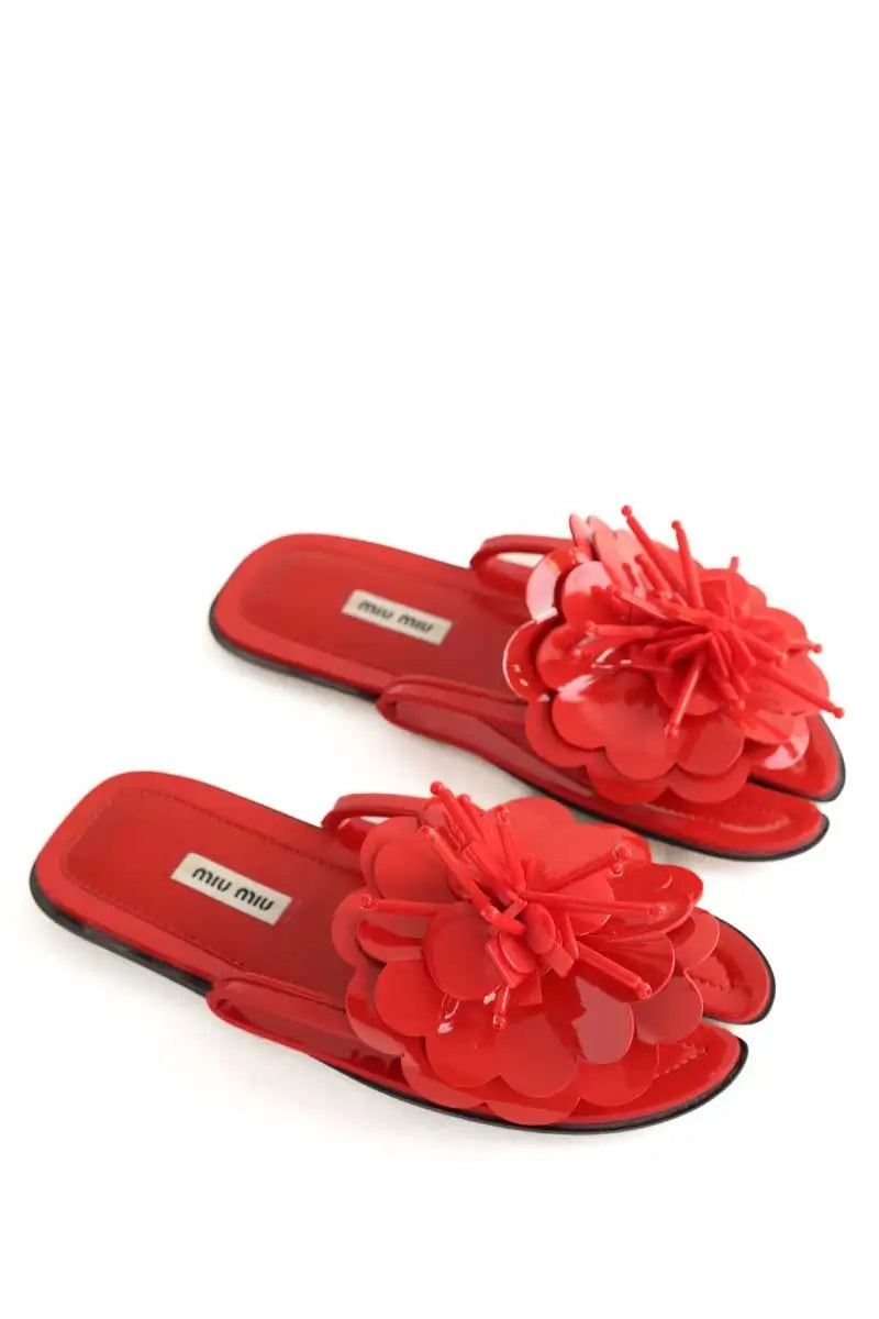 Sandales Miu Miu Rouge en Cuir