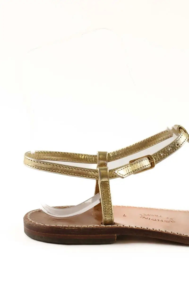 Sandales Rondini Doré en Cuir