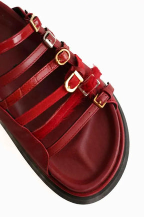 Sandales Sacai Rouge en Cuir