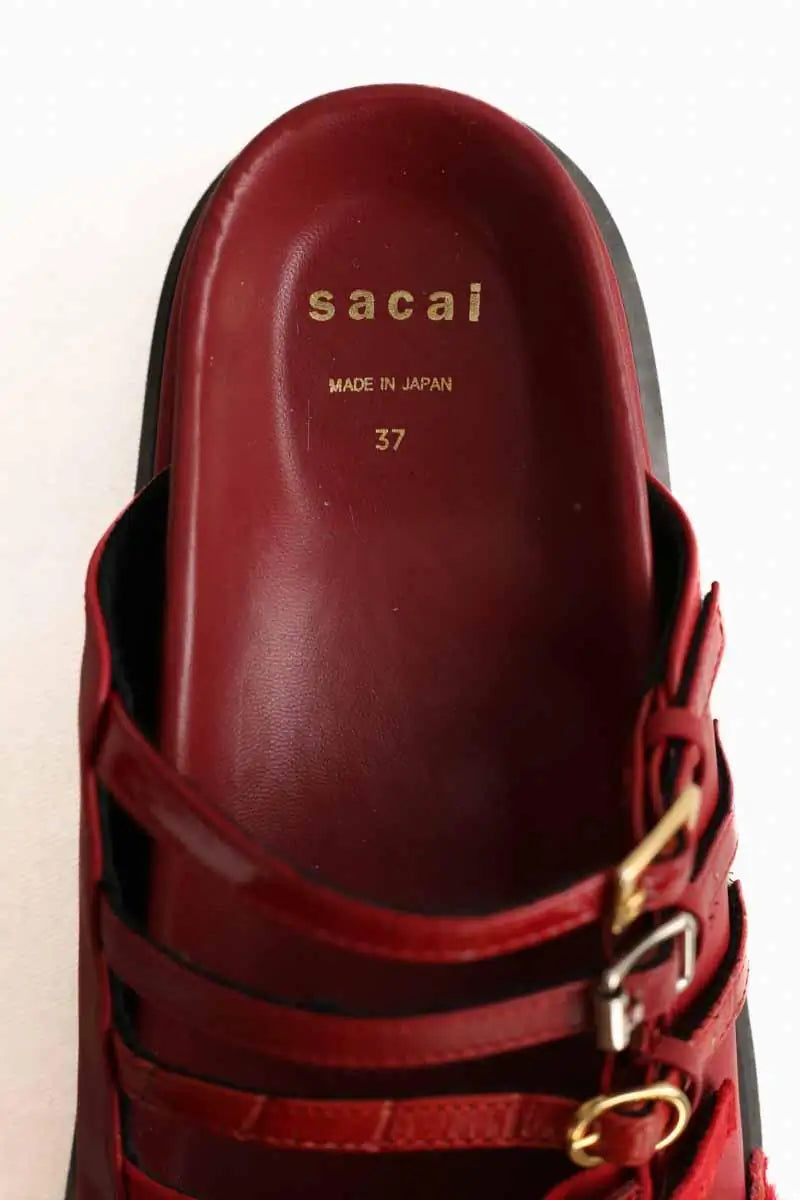 Sandales Sacai Rouge en Cuir