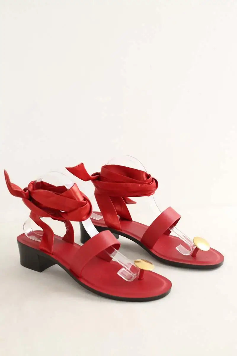Sandales The Row Rouge en Cuir