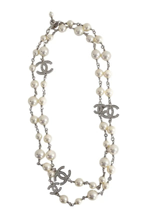 Sautoir à perles Chanel Blanc en Perle - Seconde Main