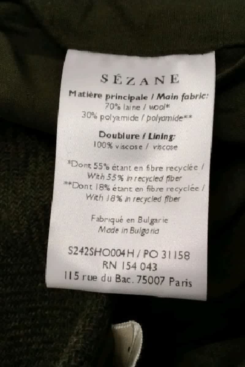 Short Sézane Kaki en Laine