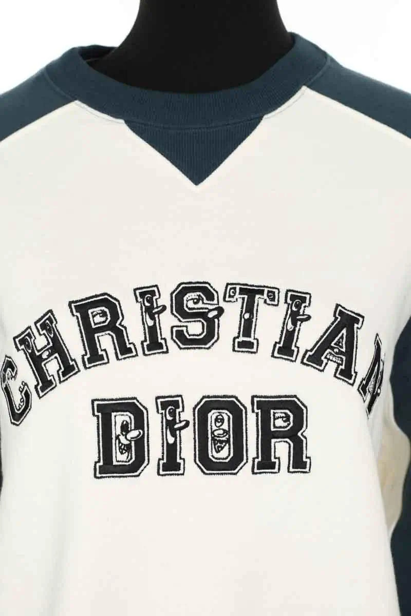 Sweatshirt Dior Kenny Scharf Varsity Blanc en Coton