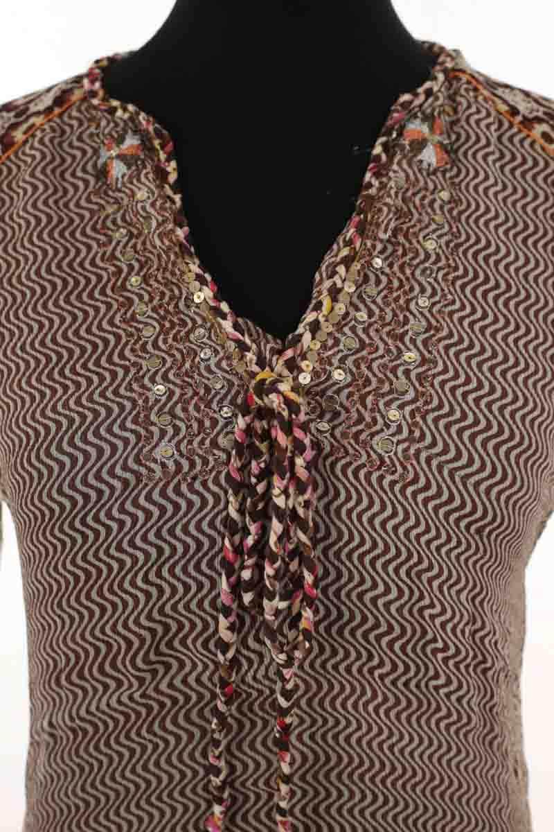 T-shirt Antik Batik Marron en Soie