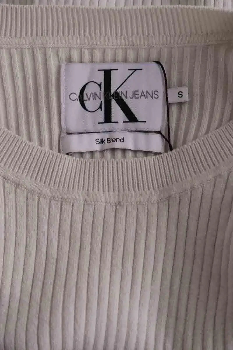 T-shirt Calvin Klein Blanc en Soie