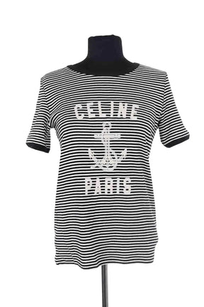 T-shirt Celine Anchor Noir en Coton, taille S - Seconde Main