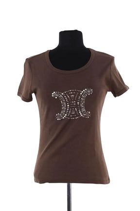 T-shirt Celine Marron en Coton, taille M - Seconde Main