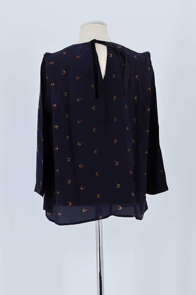 T-shirt Claudie Pierlot Marine en Soie