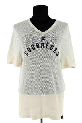 T-shirt Courrèges Beige en Coton, taille S - Seconde Main