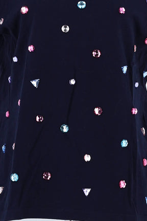 T-shirt Des Petits Hauts Marine en Coton