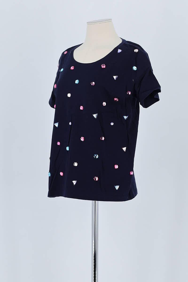 T-shirt Des Petits Hauts Marine en Coton