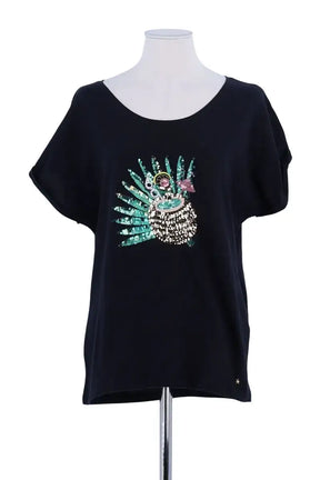T-shirt Des Petits Hauts Marine en Coton, taille S - Seconde Main