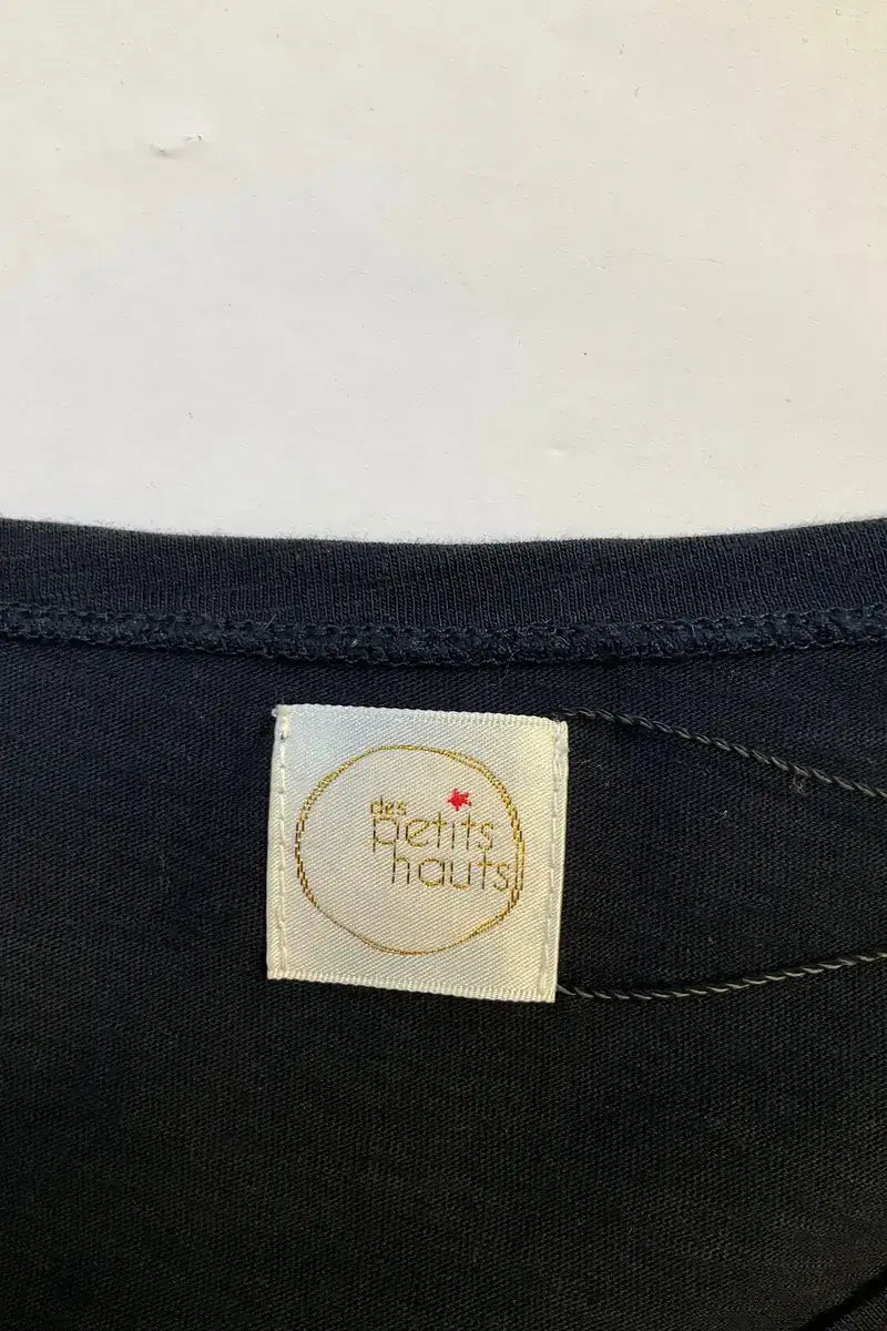 T-shirt Des Petits Hauts Marine en Coton