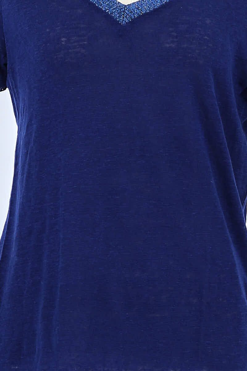 T-shirt Maje Bleu en Coton