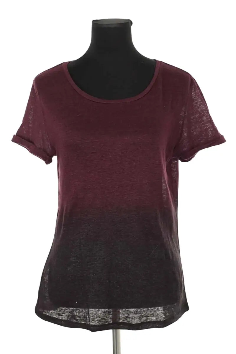 T-shirt Maje Bordeaux en Lin, taille M - Seconde Main