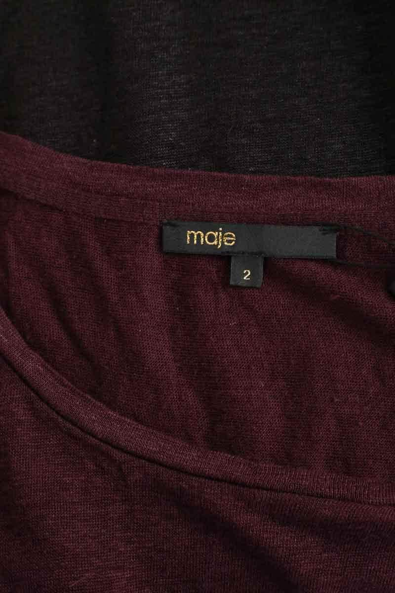 T-shirt Maje Bordeaux en Lin
