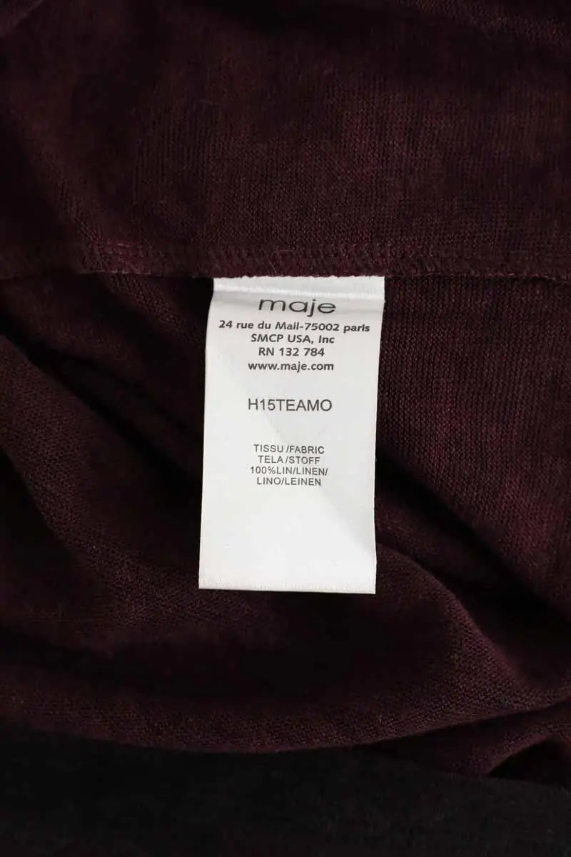 T-shirt Maje Bordeaux en Lin