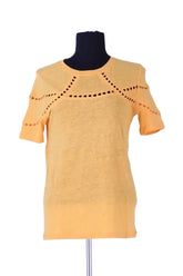 T-shirt Maje Jaune en Lin, taille S - Seconde Main