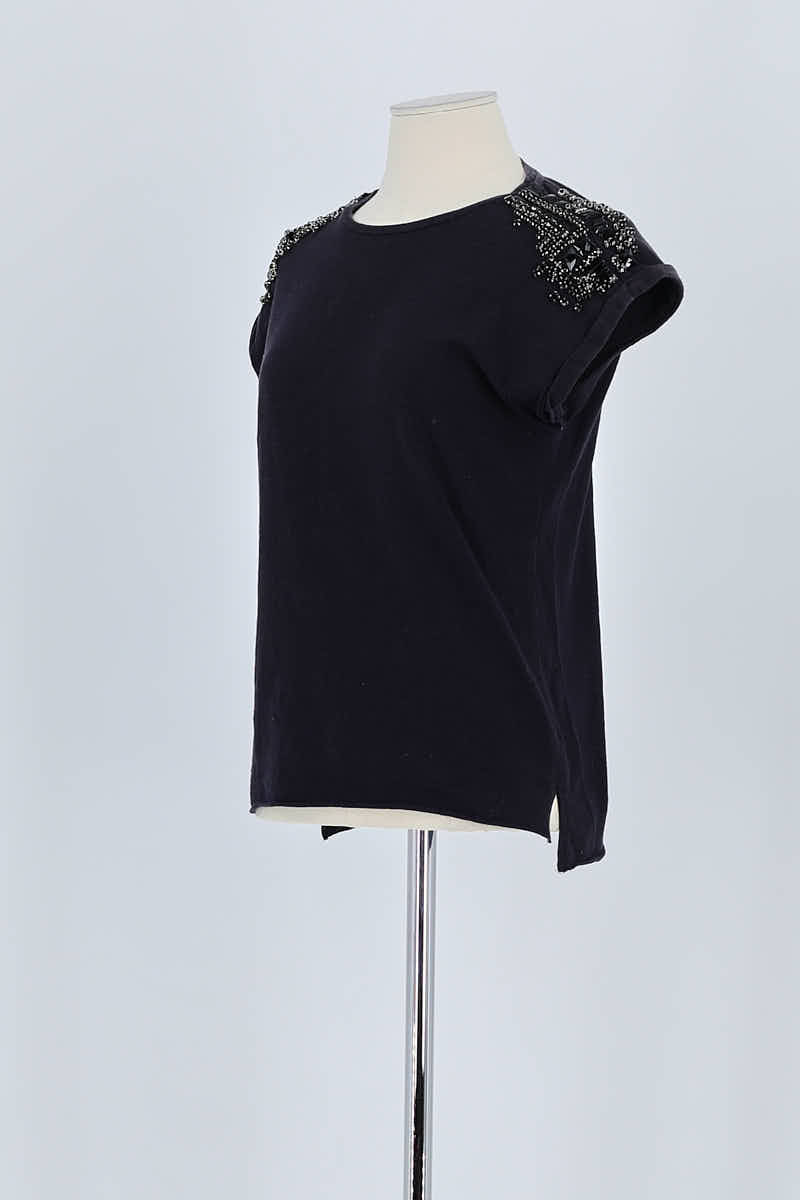 T-shirt Maje Noir en Coton