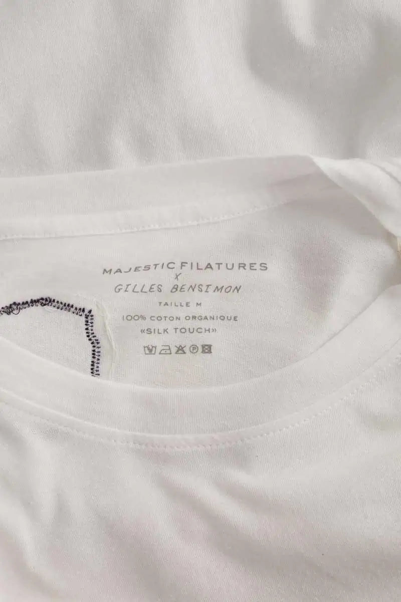 T-shirt Majestic Filatures Blanc en Coton