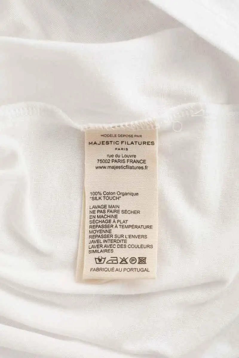 T-shirt Majestic Filatures Blanc en Coton
