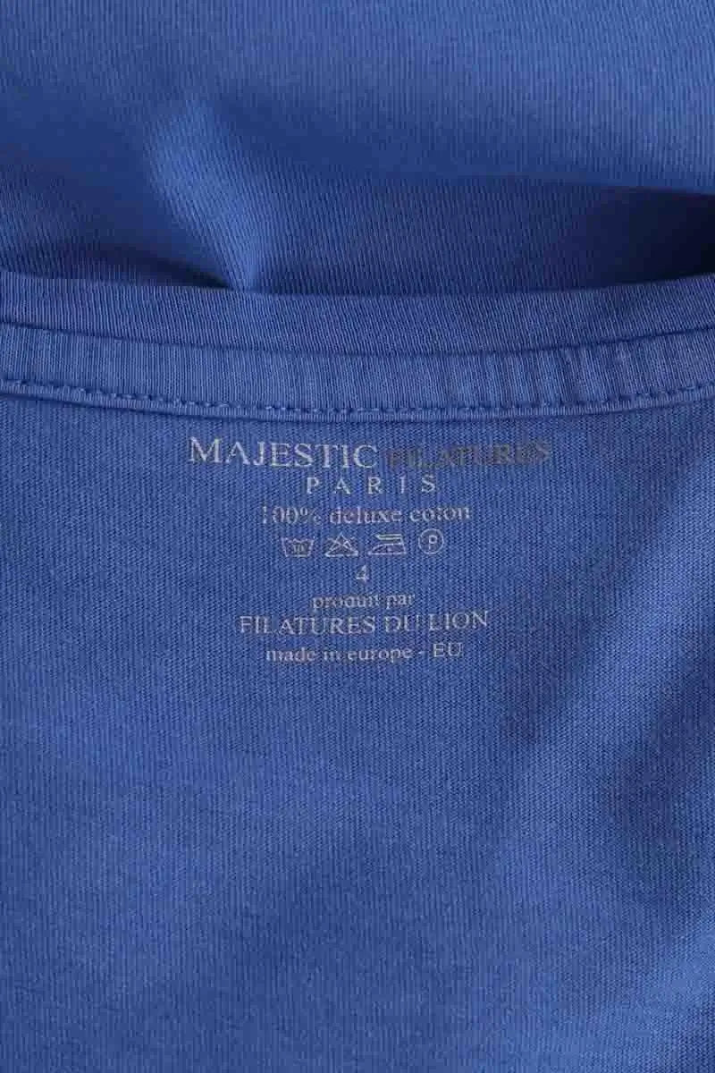 T-shirt Majestic Filatures Bleu en Coton