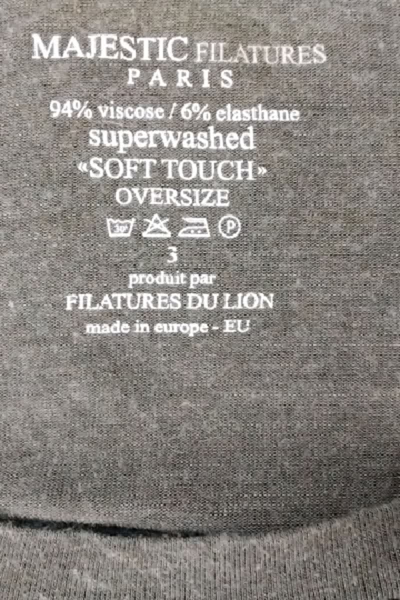 T-shirt Majestic Filatures Gris en Viscose