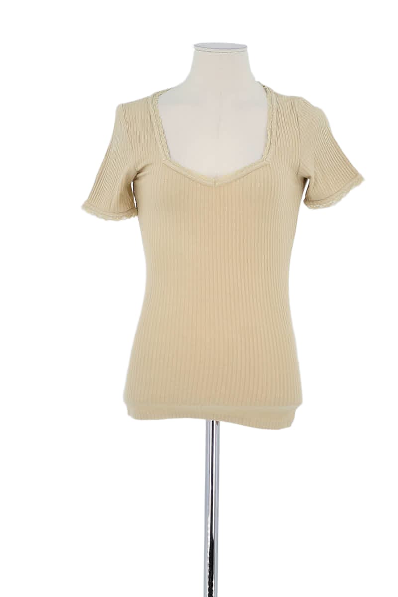 T-shirt Rouje Beige en Coton, taille S - Seconde Main
