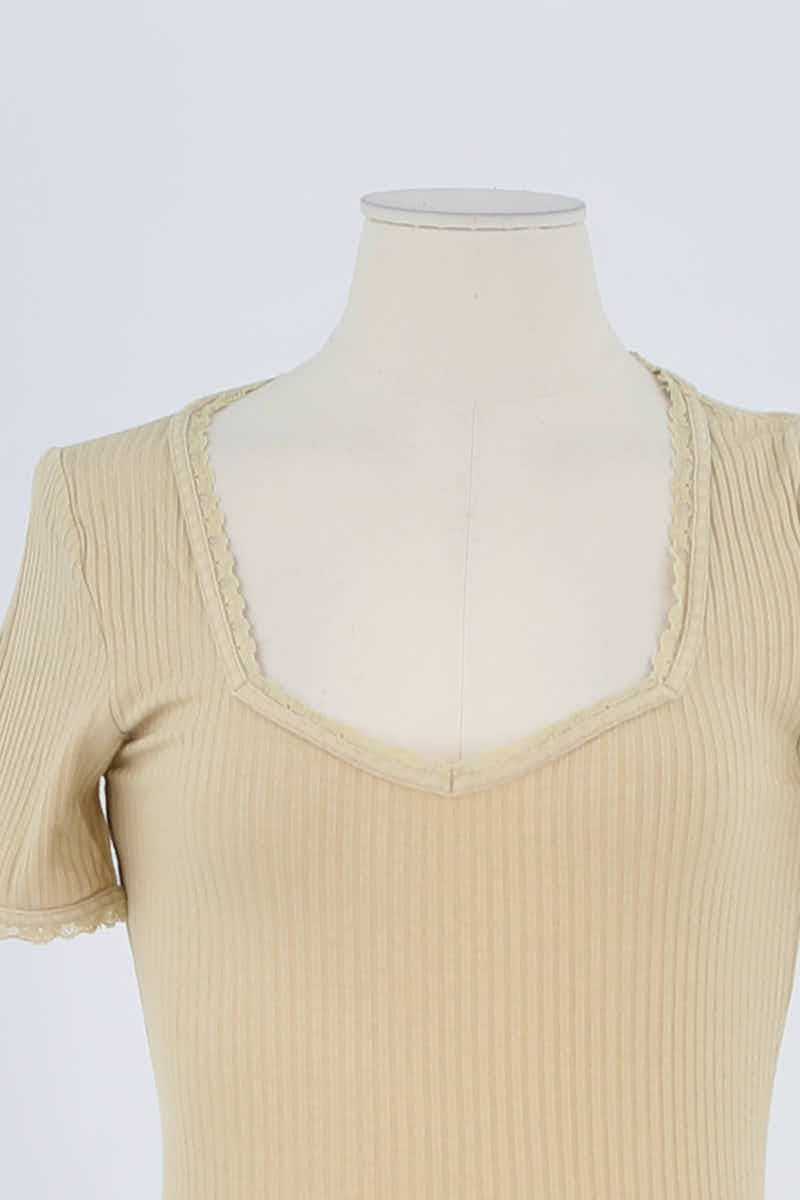 T-shirt Rouje Beige en Coton