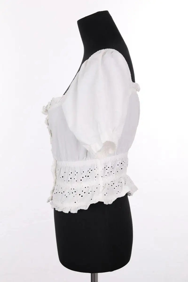 T-shirt Rouje Blanc en Coton