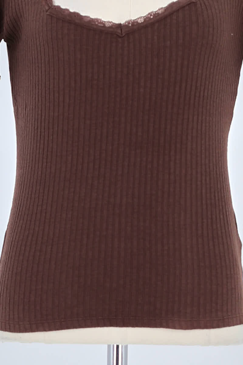 T-shirt Rouje Marron en Coton