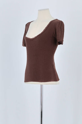 T-shirt Rouje Marron en Coton