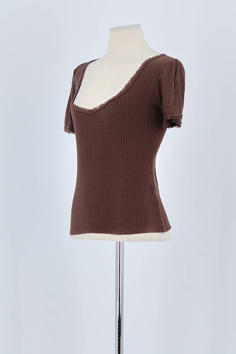 T-shirt Rouje Marron en Coton