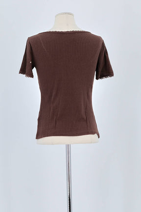 T-shirt Rouje Marron en Coton