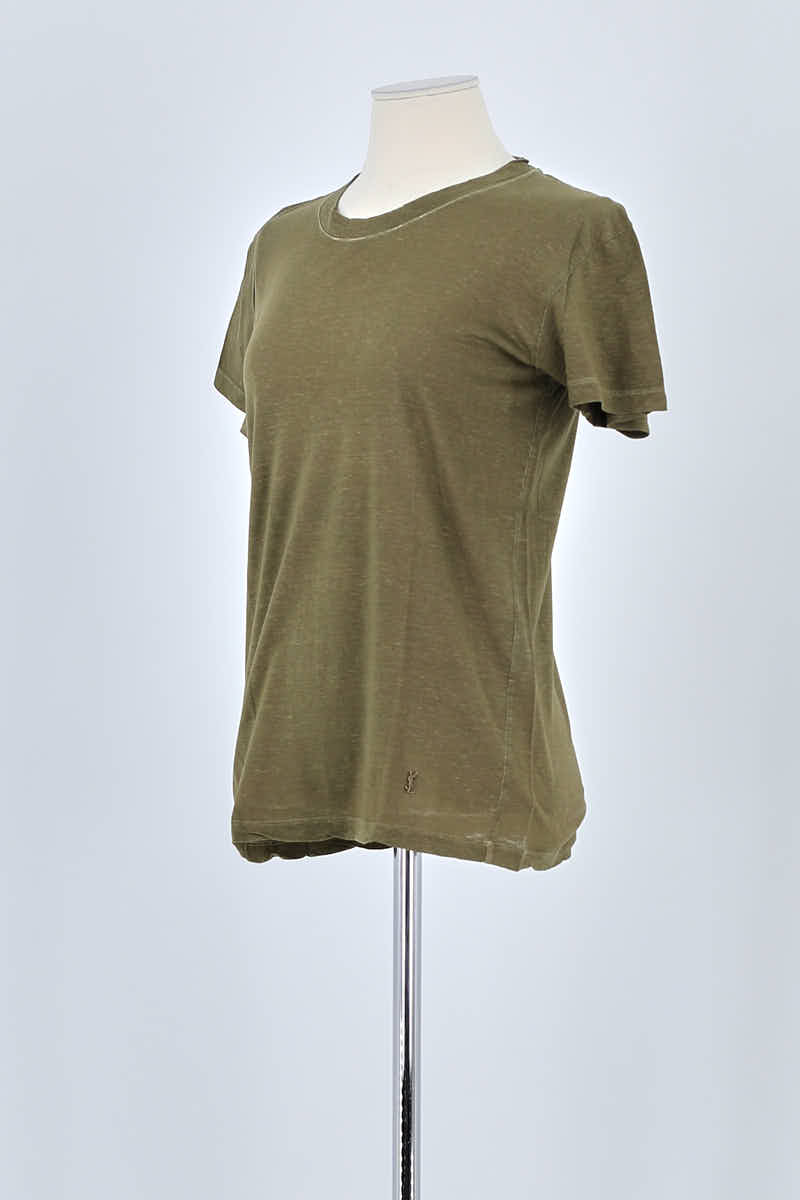 T-shirt Saint Laurent Kaki en Coton