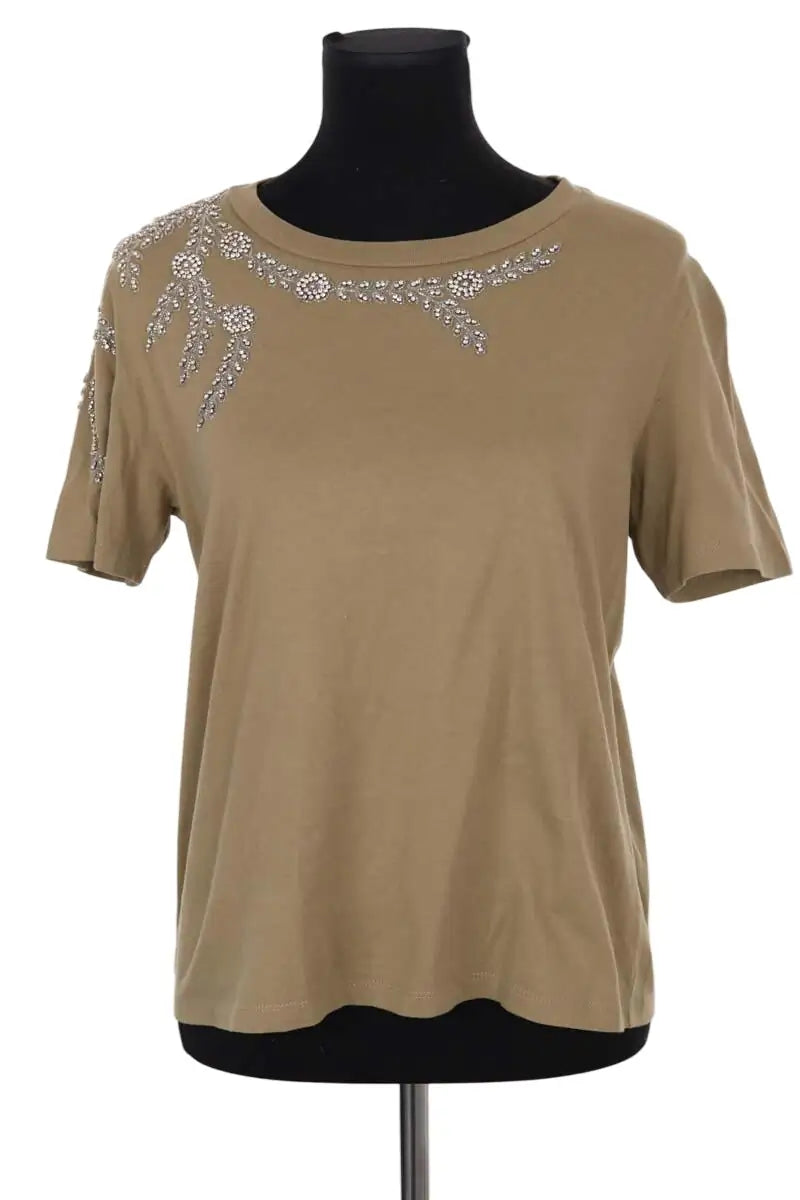 T-shirt Sandro Kaki en Coton, taille S - Seconde Main