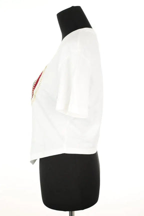 T-shirt Tresse Blanc en Coton