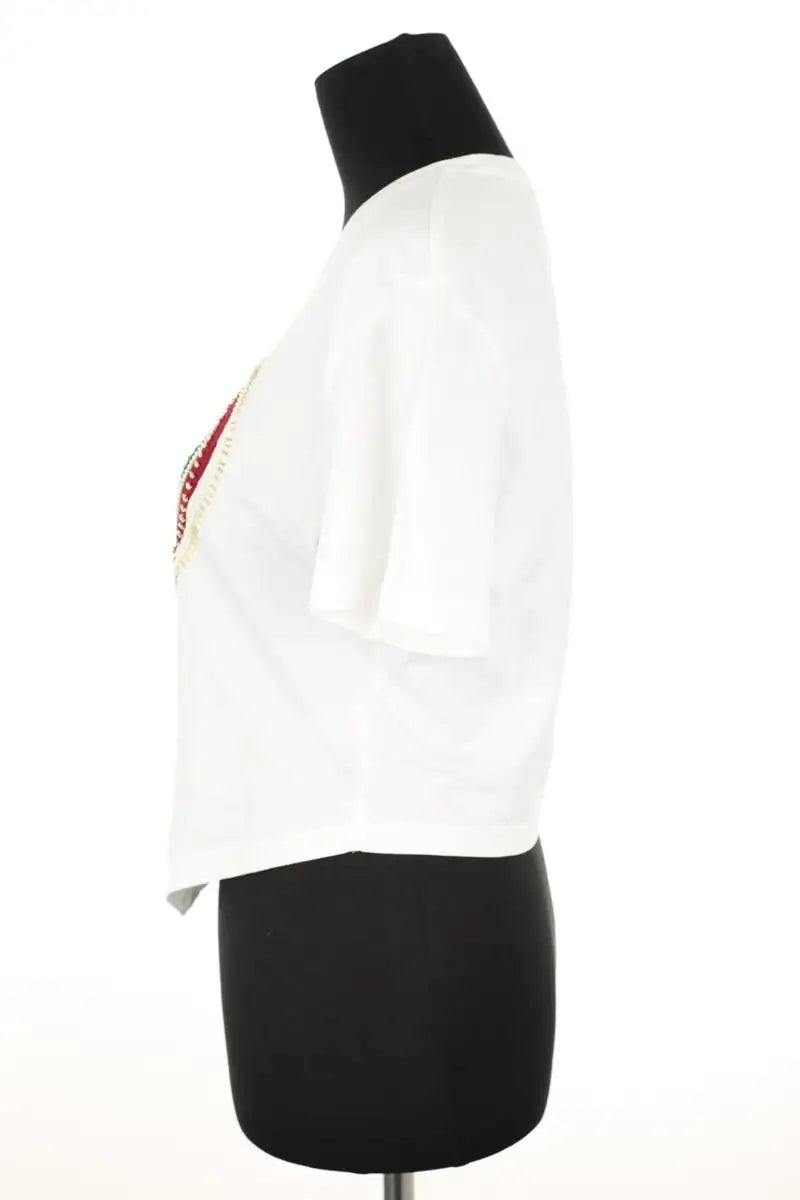 T-shirt Tresse Blanc en Coton