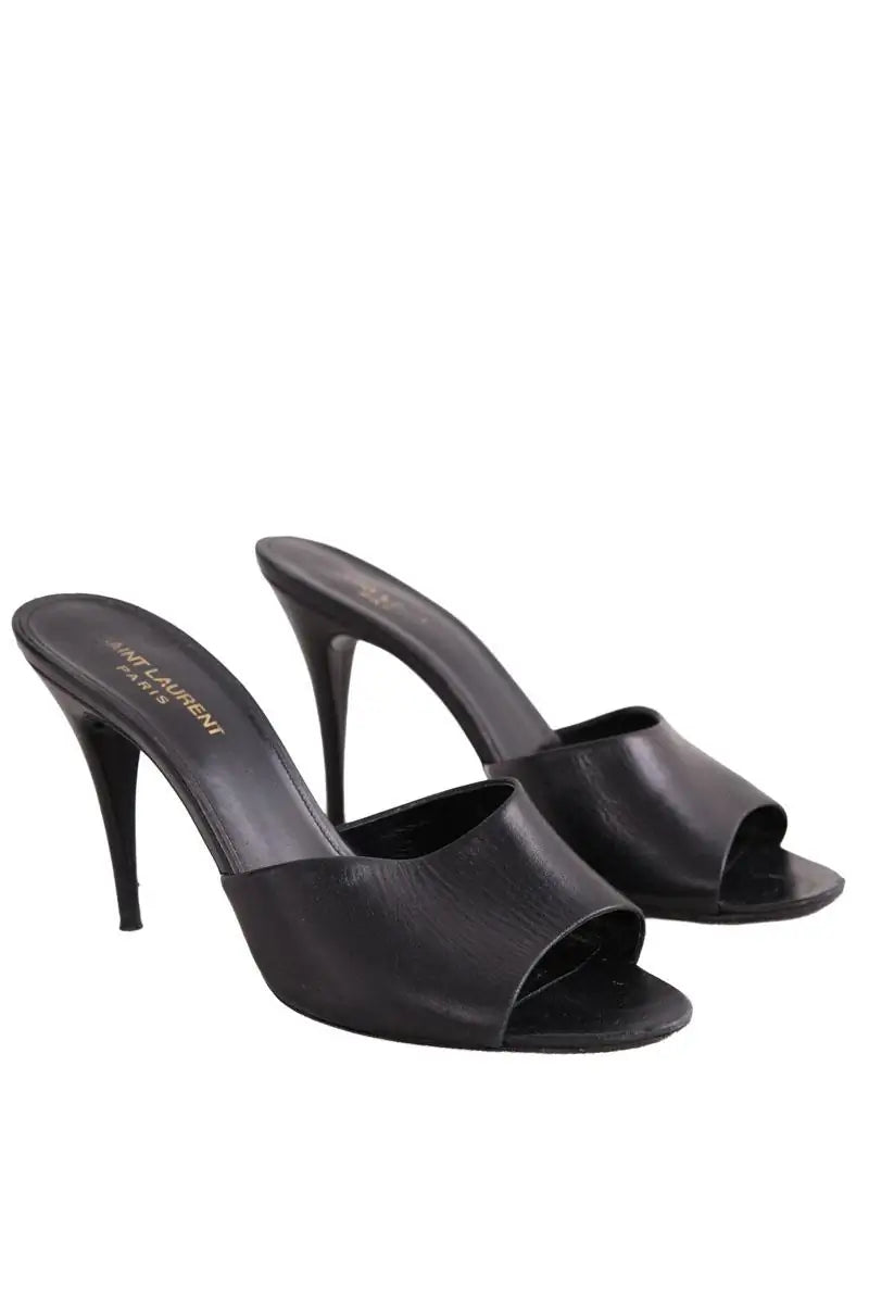 Talons Saint Laurent Noir en Cuir