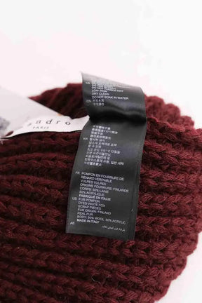 Bonnet Sandro Bordeaux en Fourrure