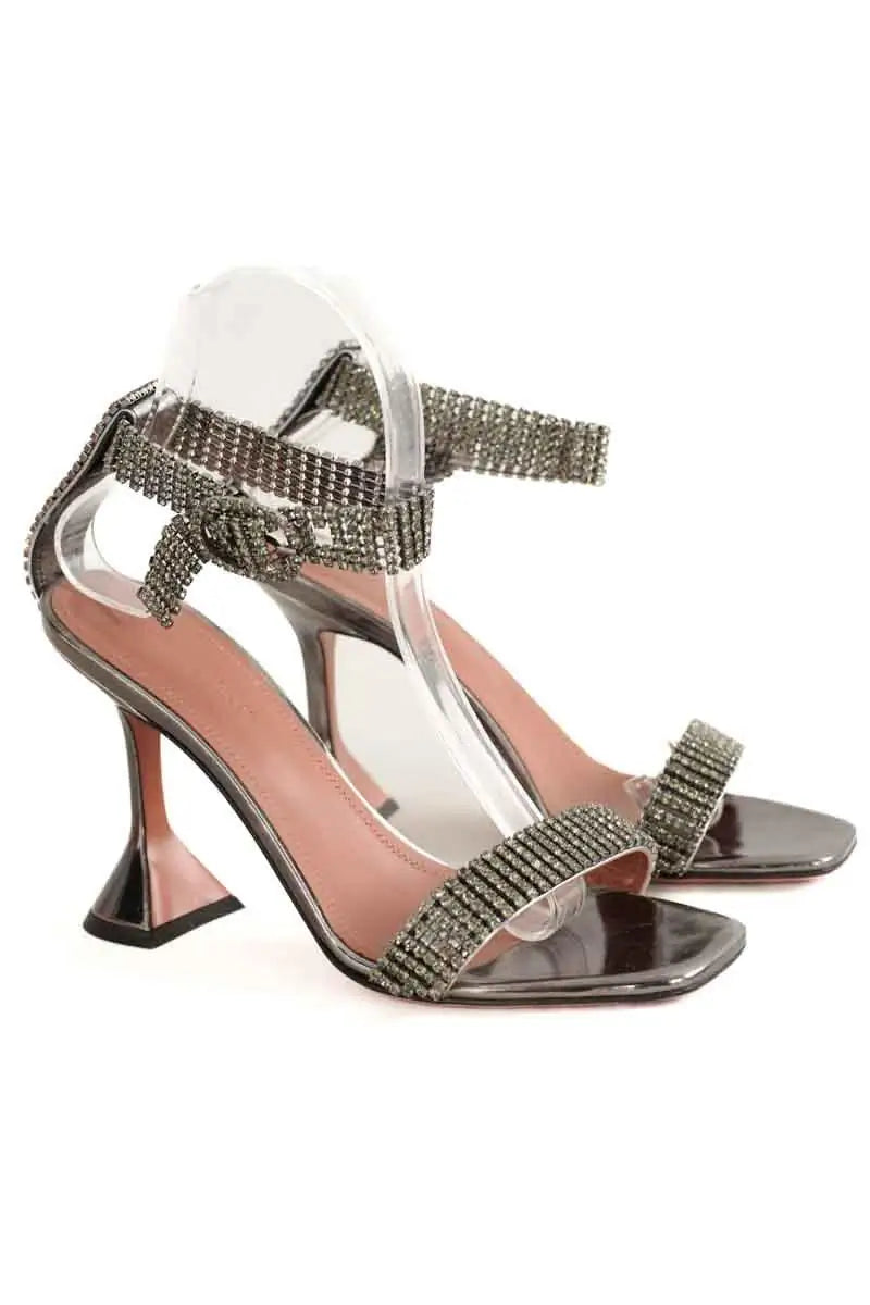 Talons Amina Muaddi Jah Jah Argent en Tissu