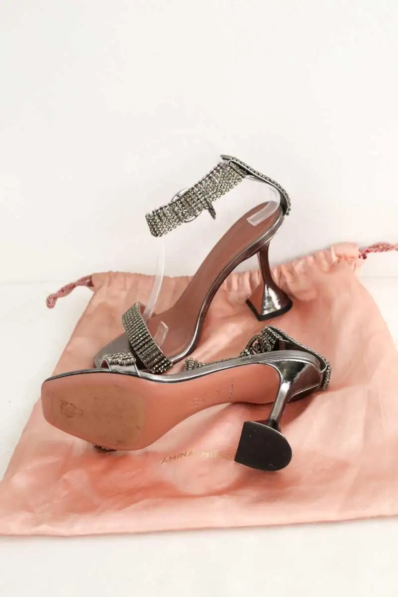 Talons Amina Muaddi Jah Jah Argent en Tissu