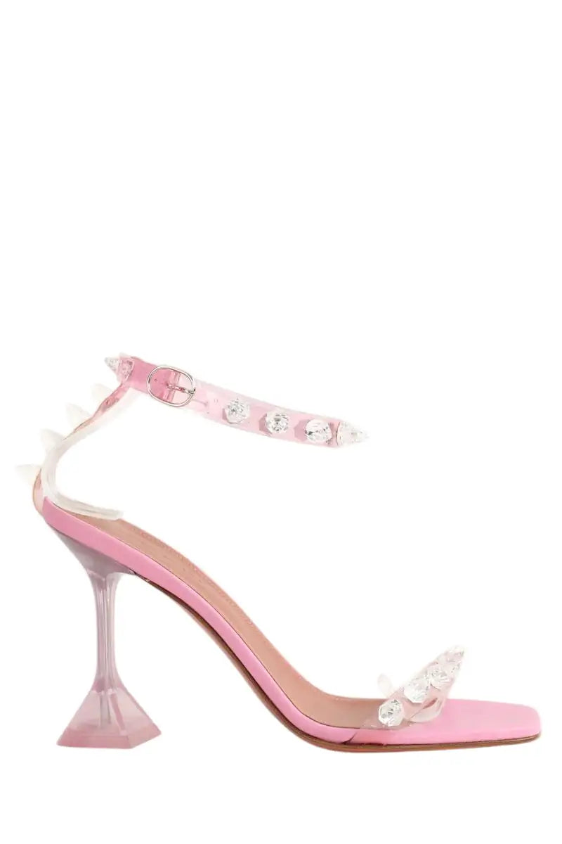 Talons Amina Muaddi Julia Rose en Tissu, taille 37 - Seconde Main