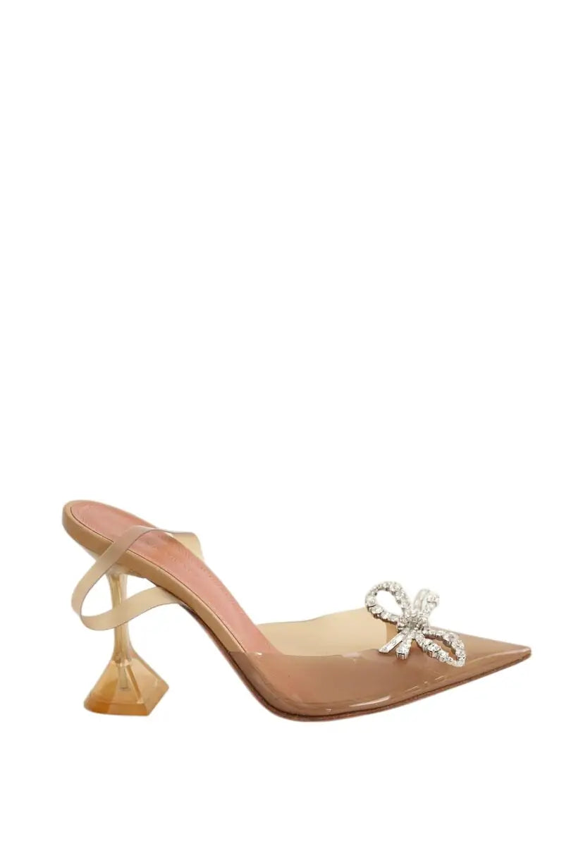 Talons Amina Muaddi Rosie Beige en Tissu, taille 37 - Seconde Main