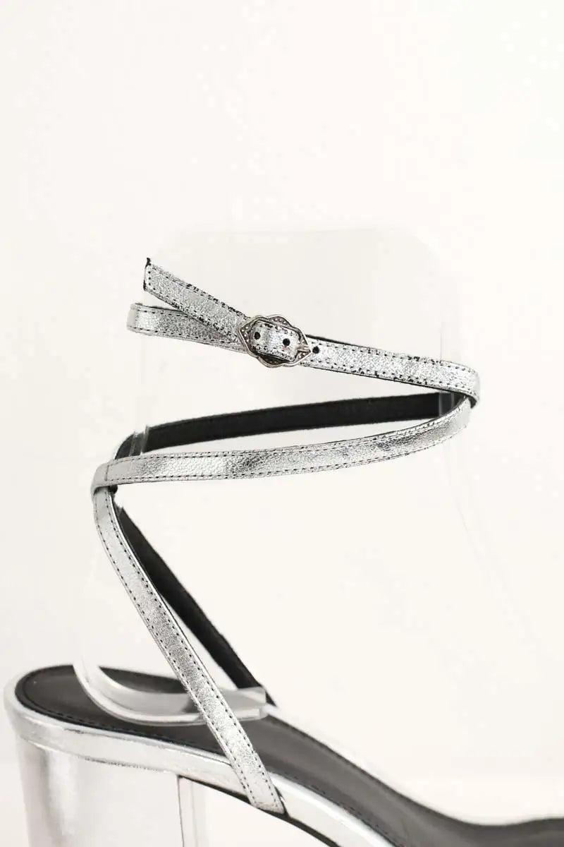 Talons Ba&Sh Argent en Cuir