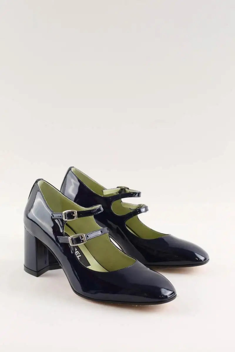 Talons Carel Babies Slingback  Marine en Cuir verni