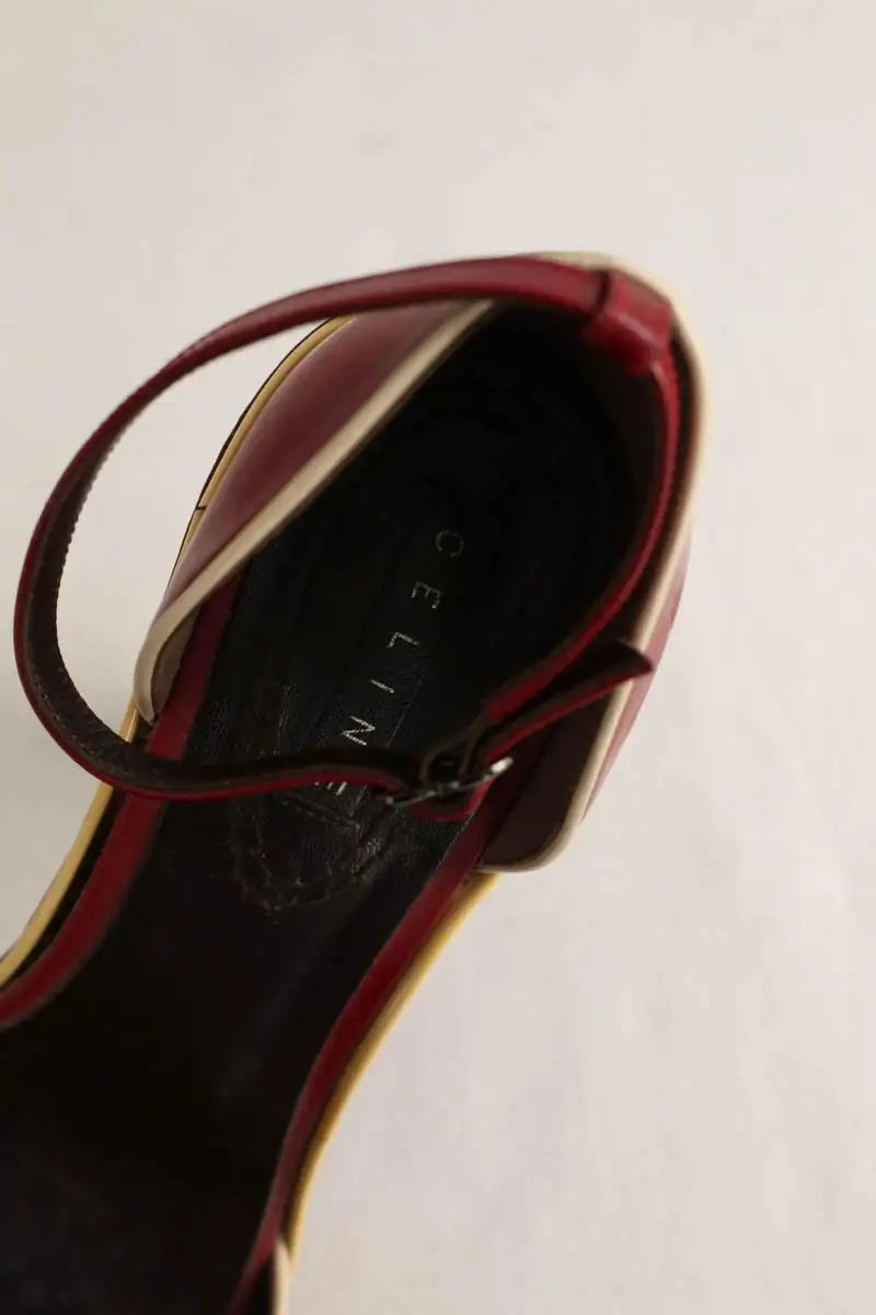 Talons Celine Rouge en Cuir