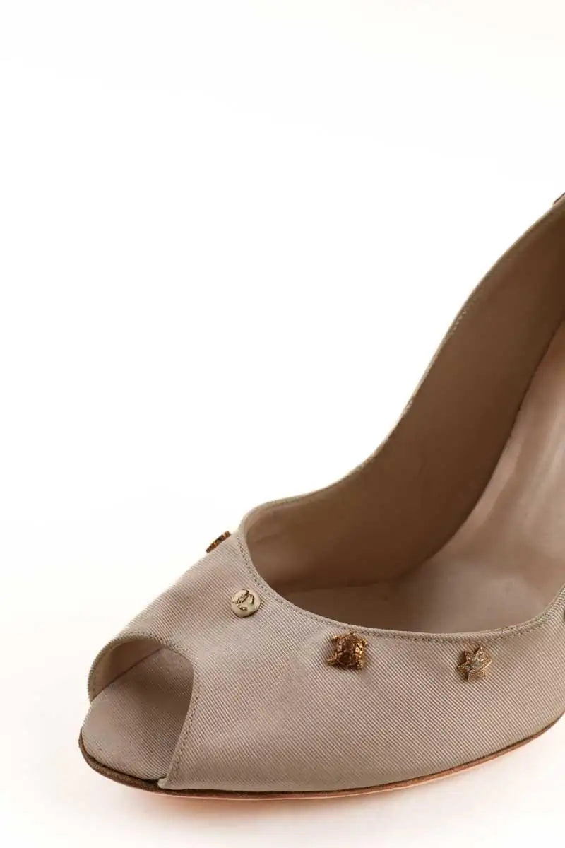 Talons Chanel Beige en Tissu